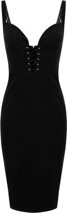 Elisabetta Franchi Jurk van bi-elastische stof met gekruiste details - Dames - Casual kleedjes - Zwart - L - Katoen - Kleedjes