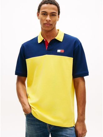 Tommy Hilfiger Mens Regular Fit Sailing Colorblock Polo - Yellow - XL