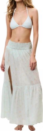 LoveShackFancy Umber Cotton Cover-Up Skirt In Celadon Drift
