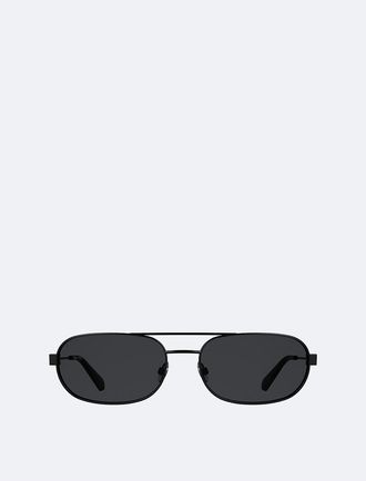 Calvin Klein Mens Metal Oval Sunglasses - Black
