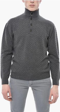 Paolo Pecora Virgin Wool Sweater with Logo Buttons size M