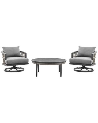 Armen Living Zella Outdoor Patio 3Pc Swivel Seating Set