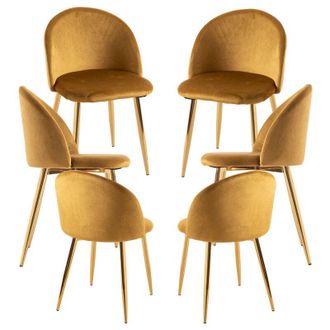 Regalos Miguel Packs Sillas Comedor - Pack 6 Sillas Vint Terciopelo Golden - Amarillo