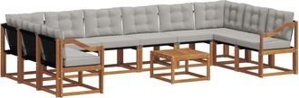 vidaXL Conjunto De Sof&aacute;s De Exterior 11 Uds. Gris Natural Y Claro Vidaxl