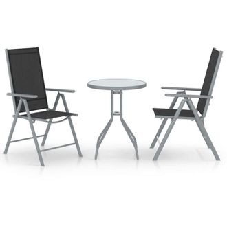 vidaXL vidaXL Set da Bistrot 3 pz in Alluminio e Textilene Argento