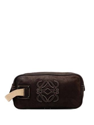 Loewe 2007 Nubuck Anagram clutch - Bruin