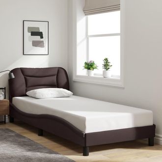 vidaXL Vidaxl - Estructura De Cama Sin Colch&oacute;n Tela Marr&oacute;n Oscuro 90x200 Cm