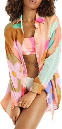Vitamin A Playa Oversize Linen Cover-Up Shirt in Ibc at Nordstrom, Size X-Small