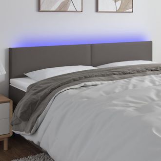 vidaXL Cabecero Con Led Cuero Sint&eacute;tico Gris 180x5x78/88 Cm Vidaxl
