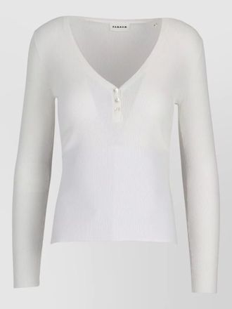 Parosh ribbed top button detail long sleeves v neckline