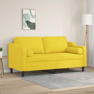vidaXL Divano a 2 Posti con Cuscini Giallo Chiaro 140 cm in Tessuto - Vidaxl