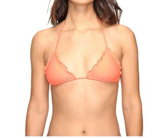 Luli Fama Cosita Buena Wavey Triangle Bikini Top In Beachy Coral
