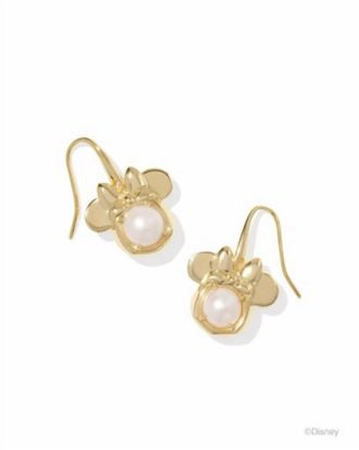 Kendra Scott Womens Minnie Mouse Drop Earrings In Gold White Pearl