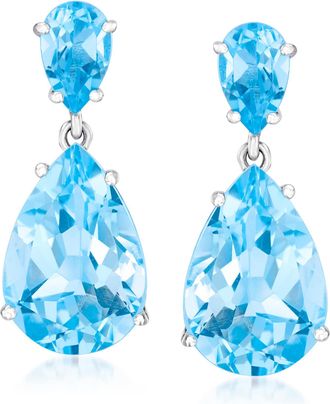 Ross-Simons Blue Topaz Drop Earrings in Sterling Silver