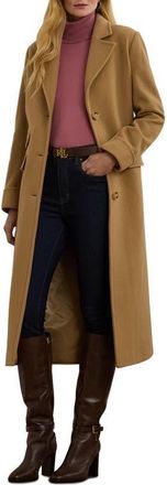 Lauren Ralph Lauren Wool & Cashmere Blend Coat in Camel at Nordstrom, Size 14
