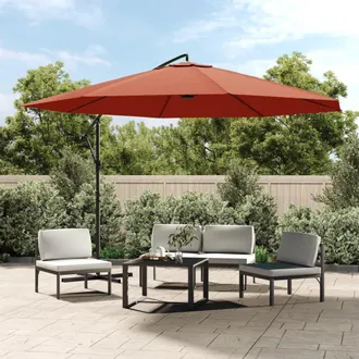 Berkfield Home Cantilever Umbrella with Aluminium Pole 350 cm Terracotta in Brown