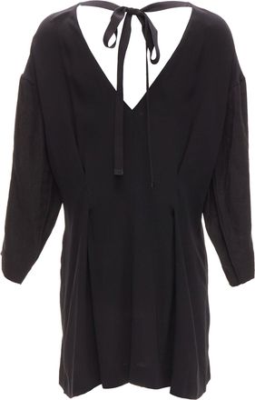 Marni black grey contrast cutout armhole bateau tie back mini dress IT38 XS