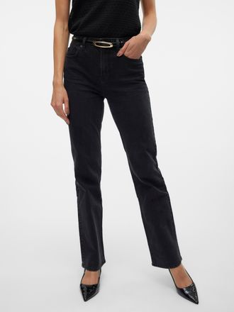 Vero Moda Gerade Jeans VERO MODA VMTESSA HR STRAIGHT JEANS LI134 GA NOOS, Damen, Gr. 26, L&auml;nge 32, schwarz (schwarz denim), Denim/Jeans, Obermaterial: 99% Baumw