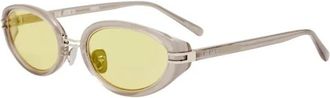 Linda Farrow Ambra Oval Zonnebril - Dames - Zonnebrillen - Grijs - 55 MM - Accessoires
