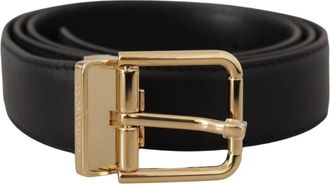 Dolce & Gabbana Elegante zwarte leren riem met metalen gesp - Dames - Riemen - Zwart - ONE Size - Leer - Accessoires