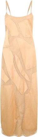 Moschino Lange jurk van mesh - Dames - Maxi kleedjes - Beige - S - Polyester - Kleedjes