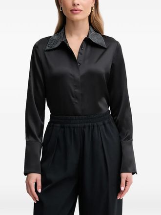 Joseph Ribkoff collar-embellishment shirt - women - Fabric - 40 - Black