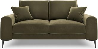 BLOOMINGLOFT 2-Sitzer Designsofa Madara mit Samtbezug - Beine Schwarz
