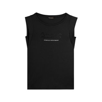 Freddy T-shirt con maniche in tessuto crinkle e scritta gioiello