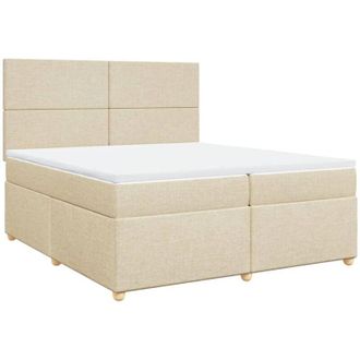 vidaXL Vidaxl - Cama Box Spring Con Colch&oacute;n Tela Color Crema 200x200 Cm