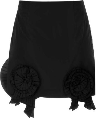 Blumarine Falda Corta con Volantes y Apliques de Rosetas - Skirts - Mujer - Negro - S