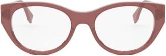 Fendi Glasses, female, Pink, Size: 53 MM Oval Optical Frame FF Diamonds