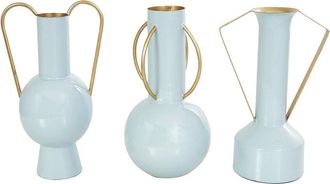 CosmoLiving by Cosmopolitan Cosmoliving By Cosmopolitan Set Of 3 Abstract Metal Enameled Decorative Vase