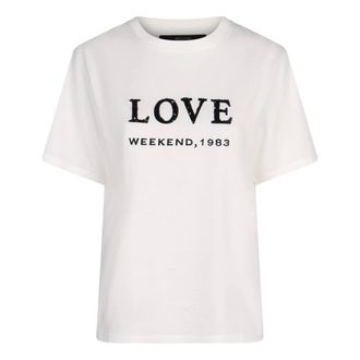 Max Mara T-Shirts, female, White, XL, Print and embroidery-adorned jersey T-shirt