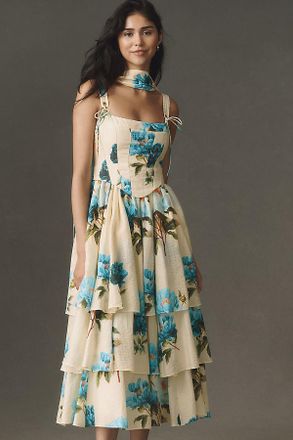 BHLDN Bustier Tiered Maxi Dress