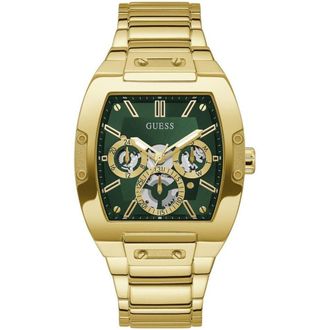 Guess Stylish GW0456G3 Phoenix Mens Watch with Green Dial and Chronograph - Gold Stainless Steel - One Size