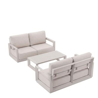 Kerama Conjunto de jard&iacute;n 4 plazas de aluminio beige