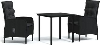 vidaXL Juego De Comedor De Jard&iacute;n 3 Piezas Con Cojines Negro Vidaxl
