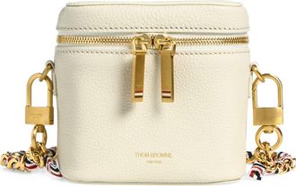 Thom Browne Box Leather Crossbody Pouch in Off White at Nordstrom