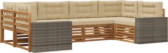 vidaXL Conjunto De Sof&aacute;s De Exterior 6 Uds. Natural Y Beige Vidaxl