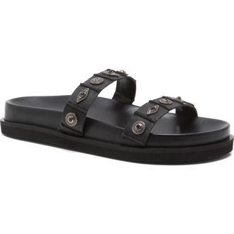Free People Findings Slide Sandal in Black Tide Leather at Nordstrom, Size 10