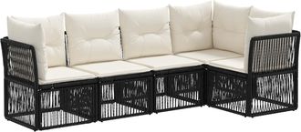 vidaXL Conjunto De Sof&aacute;s De Jard&iacute;n 5 Uds. Negro Rat&aacute;n Sint&eacute;tico Vidaxl