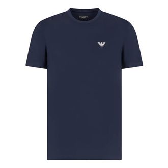 Emporio Armani Katoenen T-shirt met Voorkant Logo - Heren - T-shirts - Blauw - XL - Katoen - Tops