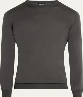 Giorgio Armani Mens Silk-Cotton Crew Sweater