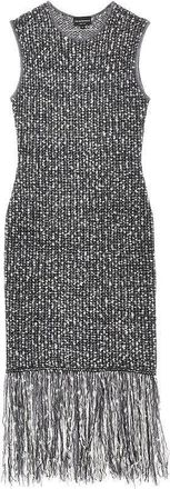 Emporio Armani Fringed knit midi dress Woman 40