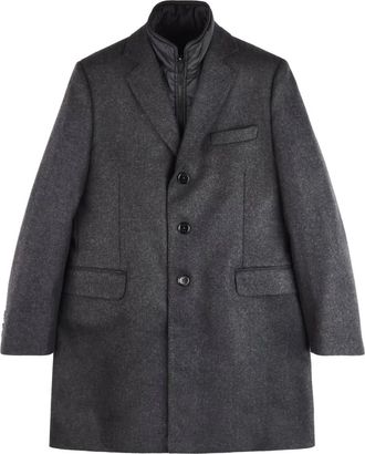 Fay button zip wool coat - Grey