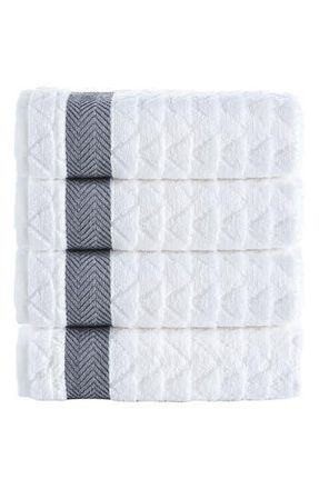 Brooks Brothers Herringbone Cotton 4-Pack Washcloths in White at Nordstrom Rack