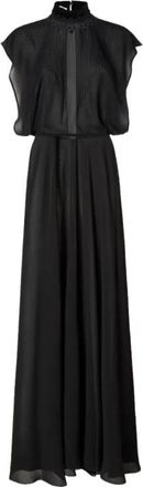 Fendi Georgette Jurk - Dames - Avondkleed - Zwart - S - Leer - Kleedjes