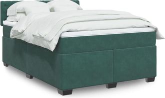 vidaXL Vidaxl - Cama Box Spring Con Colch&oacute;n Terciopelo Verde Oscuro 160x200 Cm