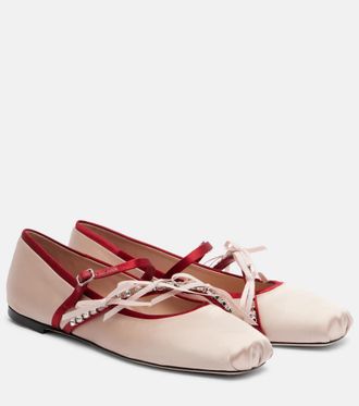 Jimmy Choo London Loli embellished satin ballet flats