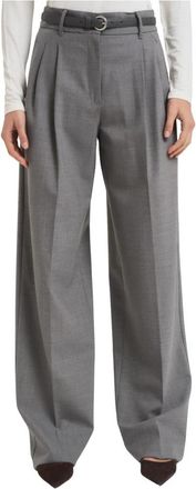 Max Mara Wijde broek - Dames - Wijde Broeken - Grijs - XS - Wol - Broeken